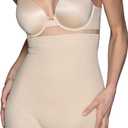 Vanity Fair Women's Seamless Slip Shapewear Shorts, No Show Look Under Dresses, Skirts & Pants (Large, Shaping - Tummy Control - Damask Neutral)