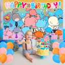 Amazing Cartoon World of Gumball Birthday Party Supplies Pack Includes Backdrop Cake Toppers Balloons for Cartoon Gumball party supplies