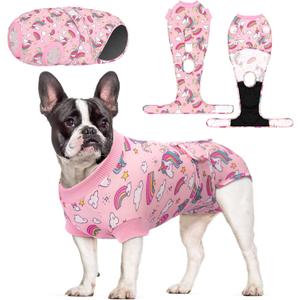 CuteBone Dog Surgery Recovery Suit Cat Surgical Onesie Female Body Suits Male Prevent Pet from Licking Wounds SSF02L (Large, Unicorn)