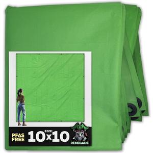 RENEGADE Industrial Strength Tarp | 10 x 10 | PFAS & PVC Free | Rip, Tear, UV & Waterproof | Ultra Tough Weather Protective Cover | Construction Agriculture Home Garden Patio Camping Boat Outdoor (Green)