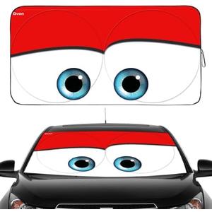 Gven- The Original Patented Car Eyes Windshield Sun Shade 2025 Pink Car Accessories for Women Shades for Front Window Girly Windshield Cover Sunshades for Summer Heat Portection(Red, S)