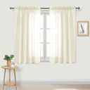 DWCN Ivory Sheer Curtains Semi Transparent Voile Rod Pocket Curtains for Bedroom and Living Room, 42 x 45 inches Long, Set of 2 Panels