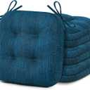 Shinnwa Dining Chair Cushions Set of 4, Dual-Layer Memory Foam Kitchen Chair Cushions, Patented Design Seat Pads with Ties, 16.5 x 16.5 x 3.5in, 4 Pack, Navy Blue