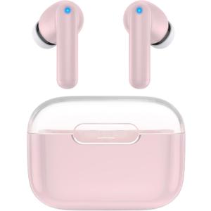 kurdene P3 Wireless Earbuds Bluetooth 5.3 Headphones, Deep Bass Stereo with Microphone Earphones in-Ear, Immersive Premium Sound Ear Buds for iPhone, Android-Pink