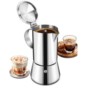 304 Stainless Steel Express Stovetop Coffee Maker 6 Cup 300ml 10oz-Italian Espresso Maker Home Kitchen & Camping All Stovetops