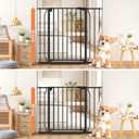 34" Extra Tall Baby Gate for Stairs, Auto Close Stroller Friendly Dog Gate Indoor for Doorways, Pressure Mounted 29"-40" Wide Baby Gate, Easy Walk Through Gate for Children & Pets, Black