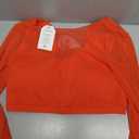 LASLULU Womens Long Sleeve Double Lined Tops Sexy Sheer Mesh Compression Shirts Tight Athletic Workout Shirts Yoga Dance Bra Tops(Red Large)