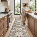 Washable 3x15 Hallway Runner Rug: Non-Slip Kitchen Rugs for Indoor Entryway Vintage Soft Thin Stain Resistant 15ft Long Carpet Home Decor Floor Mat for Bedroom Living Room(Beige,3x15)