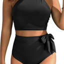 Tempt Me Women High Waisted Bikini Sets - Two Piece Swimsuit High Neck Bathing Suits Tummy Control Swimwear, Size XL