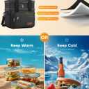 HOTOR Lunch Box for Men & Women - Double-Layer Insulated Lunch Bag with Leakproof Liner, Portable Cooler for Work, Travel, or Picnic, Black, 12L, 11.1" x 9.7" x 6.7"