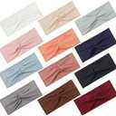 Panleding 12 Pcs Stretchy Headbands for Women, Absorbed Sport Headband Soft Twist Knotted Headbands for Daily Life Yoga