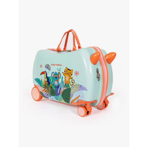 Milk & Moo Ride on Suitcase for Kids, Kids Luggage with Wheels, Tow Along Toddler Carry on Luggage with Folding Footrest, Adjustable Strap, 2-6 Age