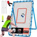 6-Angle Adjustable Volleyball Rebounder Net 7x4 ft with PU Volleyball and Stakes - Bounce Back Training Equipment for Practicing Volleying, Bumping, Spiking, Easy Set Up & Steady for Multi Sports