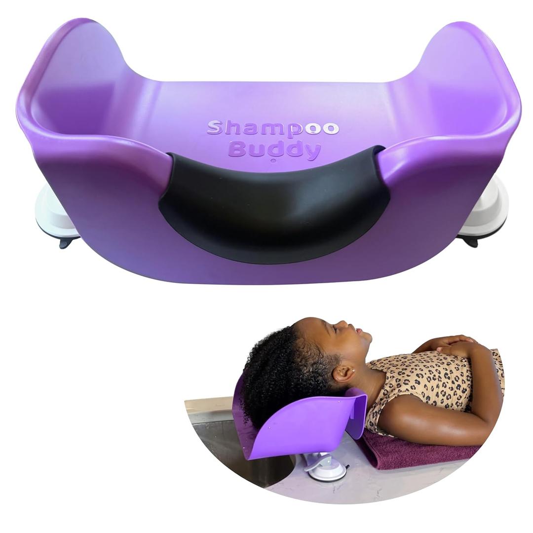 Shampoo Buddy Portable Hair Wash Basin for Children, Toddlers, Kids, Teens | Portable Shampoo Bowl for use on Bathtub or Sink (Purple)