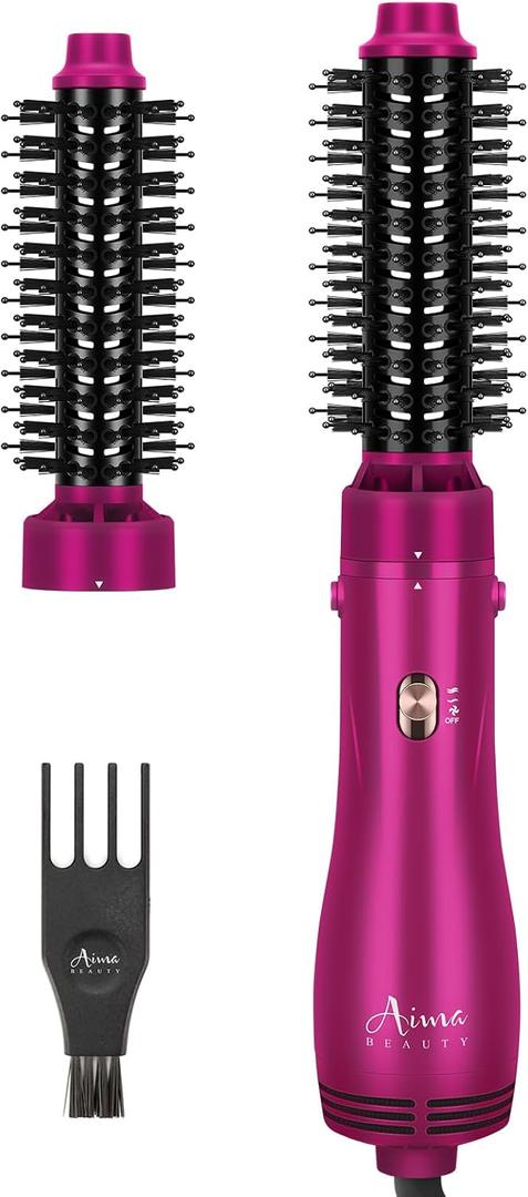 Aima Beauty One Step Hair Dryer & Volumizing Hot Air Brush, Ceramic Straightener Brush, Curler & Hot Comb 4 in 1 Salon Ionic Hair Brush, Rose Pink