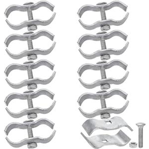 10 Pack Dog Kennel Clamps, 1-3/8" Chain Link Fence Panel Clamps, Galvanized Pipe Panel Frames, Chain Link Fence Hardware for Temporary Dog Kennels, Chicken Coops, Metal Cage