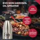 Evo Oil Sprayer 18/8 Stainless Steel, Non-Aerosol for Olive, Cooking Oils, and Vinegars, Silver, 16-Ounce Capacity