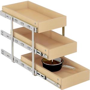 WelFurGeer 3-Tier Pull Out Cabinet Organizer with Soft Close, Heavy-Duty Slide Out Drawers for Cabinets, Pull Out Drawers for Cabinets, Bottom Mount Shelves for Kitchen, Pantry, Bathroom