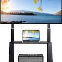 Mobile TV Stand on Wheels for 42-86 Inch Flat/Curved LED/LCD/OLED Rolling TV Cart Height Adjustable Heavy Duty Floor Portable TV Stand with Wheels with Laptop DVD Shelf Holds up to 220lbs