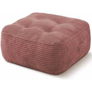 11In Washable Floor Pillow for Adults, Yoga & Meditation Cushion with Handle, Square Large Pillows Seating with Removable Tufted Corduroy Cover for Tatami Living Room Board Games (Pink)