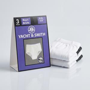 Yacht And Smith Mens Cotton White Brief Size X Large 18-20 - Mens Underwear,  3 Pack