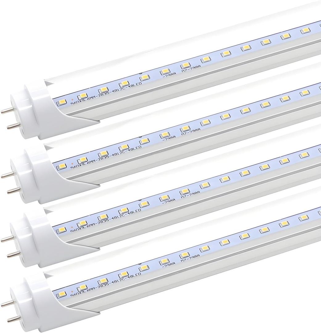 T8 T10 T12 2FT LED Light Tube - 8W 24 Inch Led Fluorescent Tube Replacement, 20W Equivalent, 1120 Lm, 5000K Daylight White, Ballast Bypass, Clear Cover (Pack of 4)