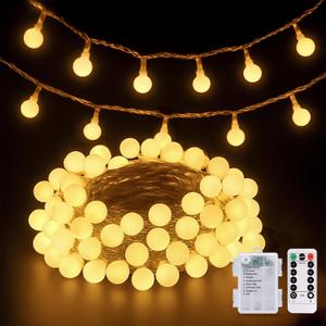 JMEXSUSS Globe Battery Operated Christmas Lights Indoor, 100 LED Battery Powered String Lights Outdoor Waterproof, 33ft Christmas String Light with Remote Timer for Bedroom Camping Decor, Warm White