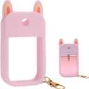 Hand Sanitizer Spray Silicone Case Compatible with Touchland 1 FL. OZ./30 mL, Cute Ears Design Hand Sanitizer Mist Accessory with Keychain (Pink, 1 Pack)