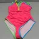 popvil Women's One Piece 2025 Tummy Control Swimsuits Neon Color Block Swimwear Deep V Neck Slimming Bathing Suit M