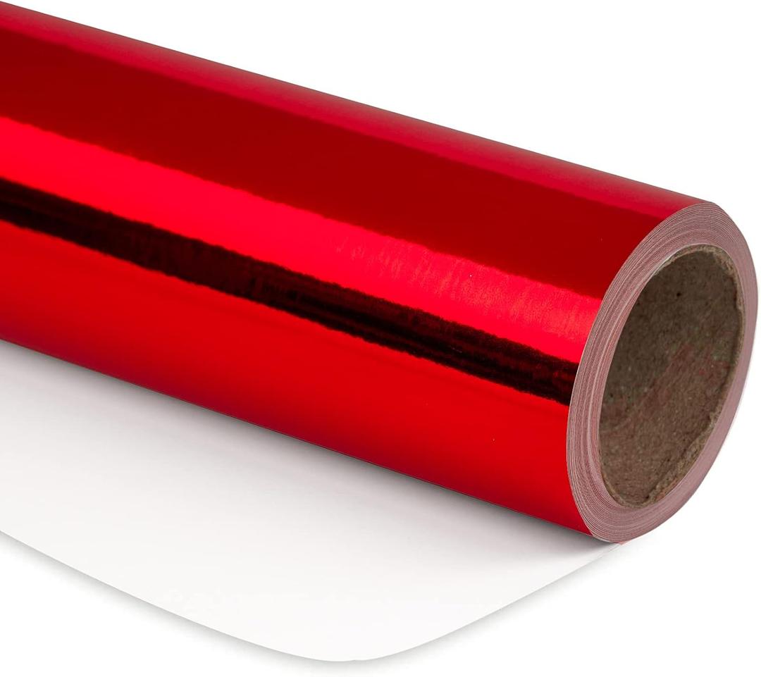 RUSPEPA Red Metallic Wrapping Paper - Christmas Wrapping Paper Perfect for Wedding, Birthday, Christmas, Baby Shower - 17 Inches X 32.8 Feet