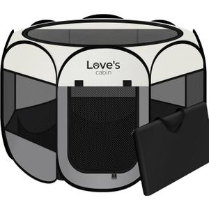 Love's Cabin Cat Dog Playpen, Puppy Kitten Pet Playpen Indoor/Outdoor,Portable Soft Pop Up Dog Kennel Crate with Zipper Cover Door/Carrying Case, Large Size, 39x22x22