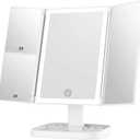 Makeup Mirror with Lights, 3 Color Lighting, Lighted Makeup Mirror, 10x 3X 2X Magnification, Vanity Mirror with 72LEDs, Touch Control, Dual Power Supply, Female Gift (White)