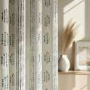 100% Boho Blackout Curtains 84 Inches Long for Bedroom, Black on Beige Patterned Bohemian Curtains for Living Room, Geometric Striped Thermal Insulated Window Drapes Gromment Top 2 Panels