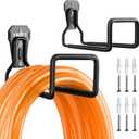 Hose Holder Stand Wall Mount, 2Pcs Heavy Duty Garden Hose Hanger Reel, Metal Water Pipe Tube Hooks Rack for Outside Yard, Garage, Storage Organizer - Black