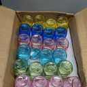 Amzcku Mini Colored Mason Jars 5 oz with Metal Lids - Glass jar for Jam, Honey, Candle, Canning, Wedding Favors, Shower Favors, Food Storage, Jelly, DIY Spice Jars, 24 Pack