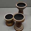 Candle Holder for Pillar Candle Set of 3, Farmhouse Wood Candle Holder, Rustic Wooden Candle Stand, Vintage Small Wooden Candlestick Holders Decorative for Living Room, Table Centerpiece (Brown)