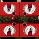 Christmas Wreath Cat Pine Cones Placemats Set of 4, 12 x 18 mas Watercolor Rustic Red Table Mat Decor, Seasonal Winter Table Decors for Christmas Dining Kitchen Holiday Party. (070)