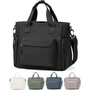 Black Lunch Box Bag for Women Men loncheras para mujer Lunch Tote Bag with Water Bottle Holder Shoulder Strap Adult Insulated Lunch Bags Boxes for Work (16.5L)