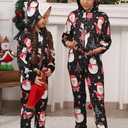 Matching Christmas Onesie Pajamas for Family/Couples, Cute Printed One-piece Pjs, Xmas Holiday Adult Hooded Sleepwear (Blue)