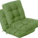 QILLOWAY Outdoor Seat/Back Chair Cushion Tufted Pillow, Spring/Summer Seasonal Replacement Cushions - Set of 2 (Dark Green)