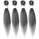 Braiding Hair Pre Stretched 14 Inch 4 Packs, Short Hair Extensions for Braids, Synthetic Braiding Hair Prestretched TGrey(Ombre Grey)