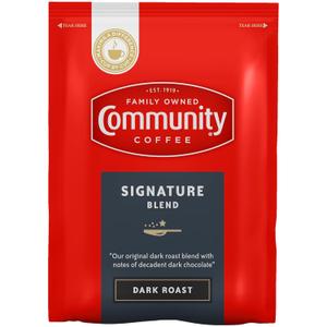 Community Coffee Signature Blend Pre-Measured Coffee Packs, Dark Roast, 3.0 oz Each (Box of 20) Best by 09/22/25