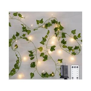 JMEXSUSS 100 LED Vines with Lights Plug in, Ivy Vines with Fairy Lights with Remote, 33 FT Leaf String Lights Waterproof for Room Bedroom Wall Fireplace Christmas Decoration（Warm White）