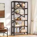 Tribesigns 71 Inch Industrial Bookshelf, 6 Shelf Etagere Bookcase, Free Standing Open Book Shelves Storage Display Shelf, Wood Shelving Units Organizer Rack for Bedroom Home Office Living Room