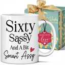 60th Mug, 60th Birthday Gifts for Women, Funny Gift for 60th Woman, 60 Birthday Party Decorations for Her - 60 Gift for Her - Christmas Gifts for Mom, Grandma, Wife 11 oz white