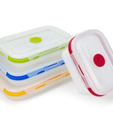 Collapsible Food Storage Containers with Lids, Reusable Silicone Food Containers, Silicone Bento Lunch Box, for Freeze or Store, Food Grade, Leakproof, Space Saving, Set of 5