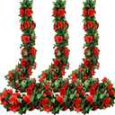 Rose Flower Garland 5pack 41Ft Artificial Fake Rose Garland Vine Artificial Flowers for Decoration Floral Garlands Decor (Red)