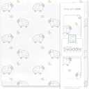 SwaddleDesigns Cotton Muslin Swaddle Blanket, Receiving Blanket for Boys & Girls, Best Shower Gift, 46x46 inches, Little Lambs, Sterling