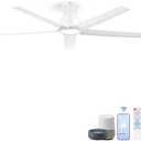 ocioc Smart Ceiling Fans with Lights,52 inch,Reversible Quiet DC Motor,Dimmable,White Ceiling Fan Compatible with Alexa Google home Indoor/Outdoor