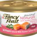 Purina Fancy Feast Grain Free Pate Wet Kitten Food Gourmet Naturals Wild Alaskan Salmon Recipe - (Pack of 12) 3 oz. Cans (EXP 05/31/28)
